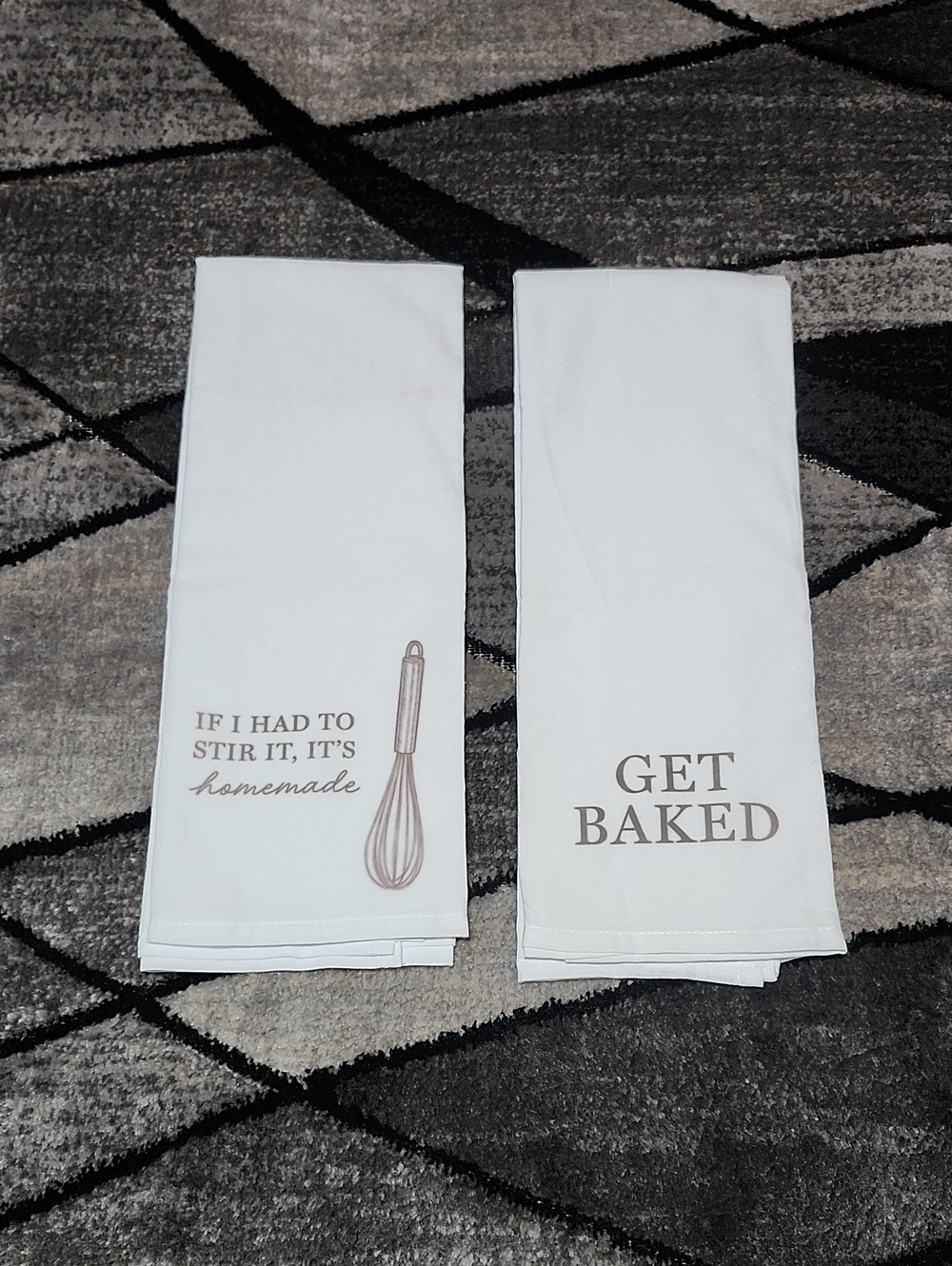 ROYALE LINENS HUMORUS EXTRA LARGE SET-OF-2 WHITE COTTON TEA TOWELS